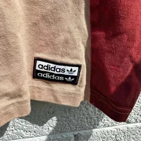 Adidas Colorblock Boxy retro Cropped Tee Top Sz M Logo Retro Athletic Oversized - Picture 5 of 10